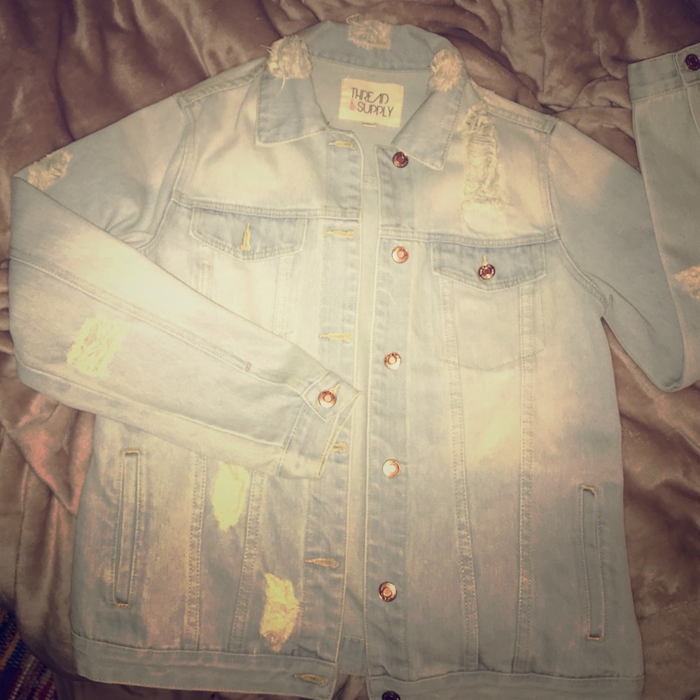 Ripped Light Blue Denim Jacket